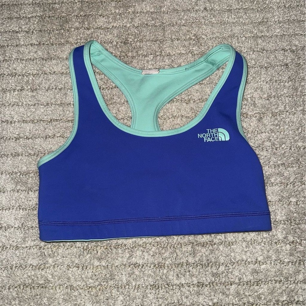 The North Face Women's measures Medium Racerback Sports Bra Blue Teal no tags